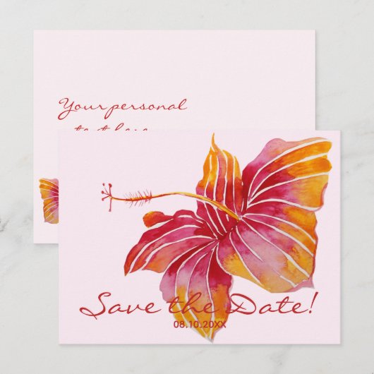 Floral Hawaiian Save the Date Wedding Briefkaart (Voorkant / Achterkant)