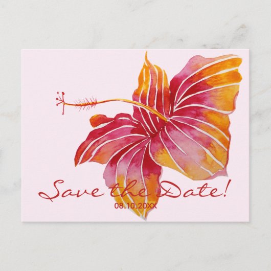 Floral Hawaiian Save the Date Wedding Briefkaart (Voorkant)