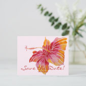 Floral Hawaiian Save the Date Wedding Briefkaart (Staand voorkant)