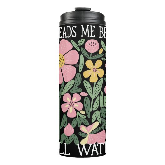 Floral He Leads Me Beside Still Waters Thermosbeker (Voorkant)