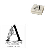 Floral Head Letter - A - Retouradres Monogram Rubberstempel (Gestempeld)
