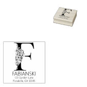 Floral Head Letter - F - Return Address Monogram Rubberstempel (Gestempeld)