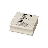 Floral Head Letter - F - Return Address Monogram Rubberstempel (Stempel)
