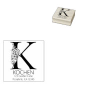 Floral Head Letter - K - Return Address Monogram Rubberstempel (Gestempeld)