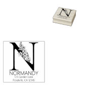 Floral Head Letter - N - Return Address Monogram Rubberstempel (Gestempeld)