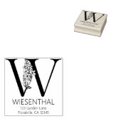 Floral Head Letter - W - Retouradres Monogram Rubberstempel (Gestempeld)
