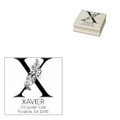 Floral Head Letter - X - Return Address Monogram Rubberstempel (Gestempeld)
