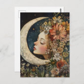 Floral Headdress & Crescent Moon 2 Briefkaart (Voorkant / Achterkant)