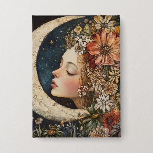 Floral Headdress & Crescent Moon 2 Button (Voorkant)