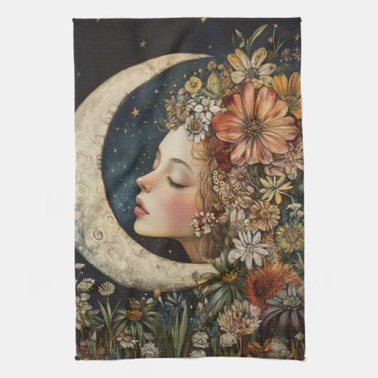 Floral Headdress & Crescent Moon 2 Theedoek (Verticaal)