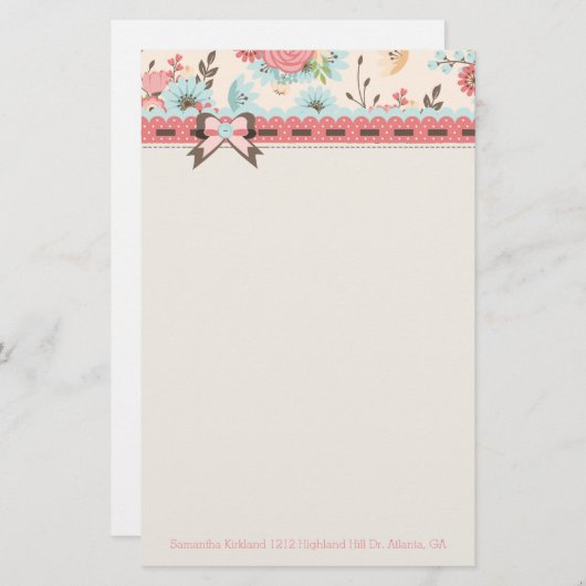 Floral Header Aangepaste schrijfbenodigdheden Briefpapier (Voorkant / Achterkant)