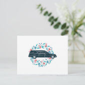 Floral Hearse Car Briefkaart (Staand voorkant)
