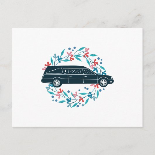 Floral Hearse Car Briefkaart (Voorkant)