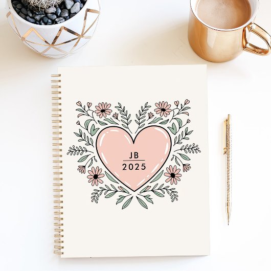 Floral Heart 2025 Monogram Planner