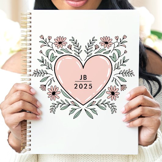 Floral Heart 2025 Monogram Planner