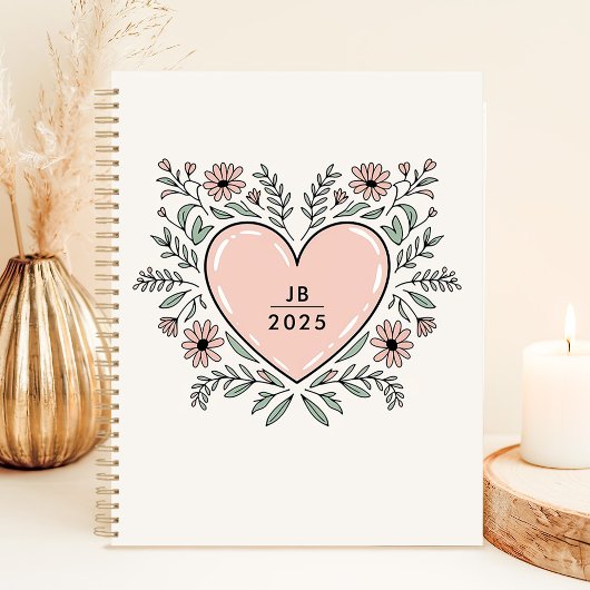 Floral Heart 2025 Monogram Planner