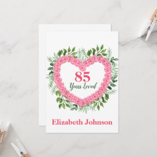 Floral Heart 85th Birthday Kaart voor vrouwen