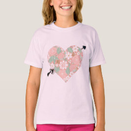Floral Heart Arrow Graphic T-shirt Stijlvol T-shir