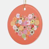 Floral Heart Art Love Kleurrijke EIGEN TEKST Keeps Keramisch Ornament (Links)