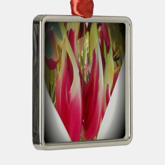 Floral Heart Art Print Metalen Ornament (Rechts)