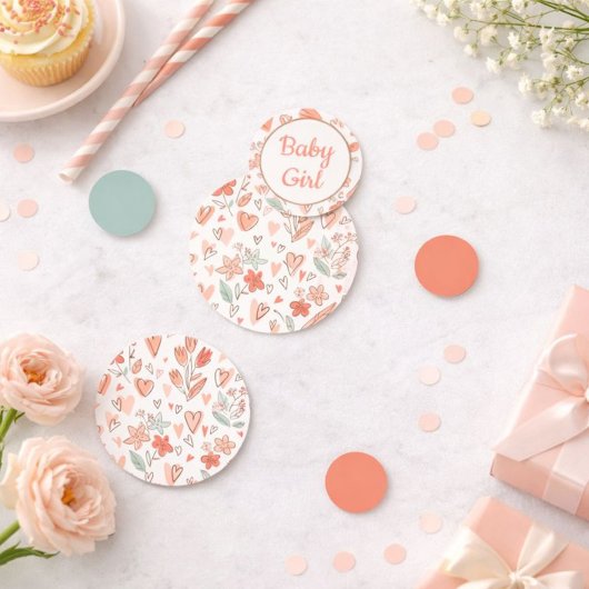 Floral Heart Baby Girl Table Confetti
