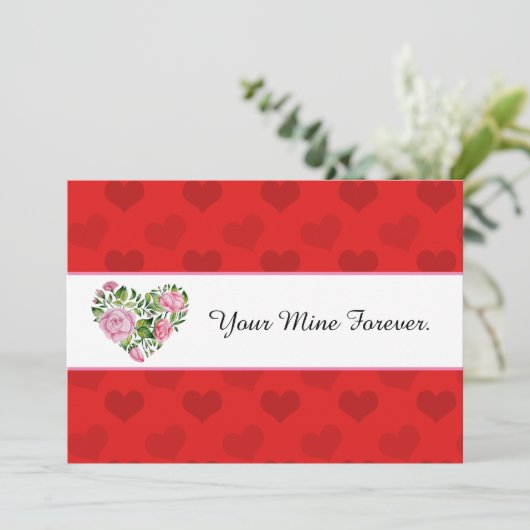 Floral Heart Boeket Valentijn Kaart (Staand voorkant)