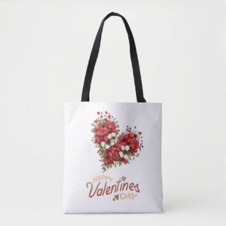 Floral Heart Bouquet Valentine's Day Tote Bag