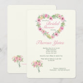 Floral Heart Bridal Shower Kaart (Voorkant / Achterkant)