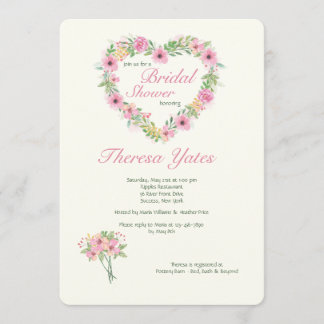 Floral Heart Bridal Shower Kaart