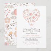  Floral Heart Bridal Shower Kaart (Voorkant / Achterkant)