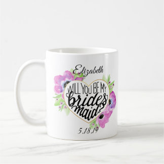 Floral Heart Bridesmaid Voorstel Mok