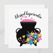 Floral Heart Bubble Witch Cauldron Lupercalia Vibe Feestdagenkaart (Voorkant / Achterkant)