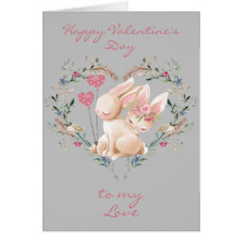 Floral Heart Bunnies in Love Valentijnsdag