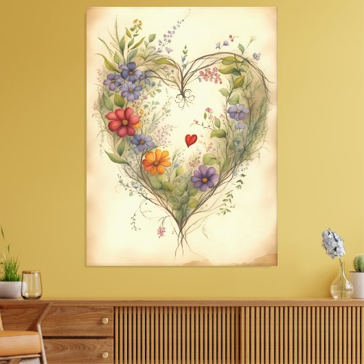 Floral Heart Canvas Afdruk (Insitu (Woonkamer))