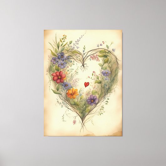 Floral Heart Canvas Afdruk (Voorkant)