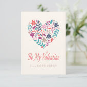 Floral Heart Classroom Valentijn Kaart (Staand voorkant)
