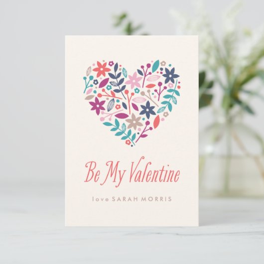 Floral Heart Classroom Valentijn Kaart (Staand voorkant)