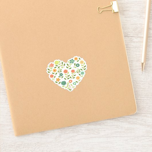 Floral Heart Custom-Cut Vinyl Sticker (Notitieboek)