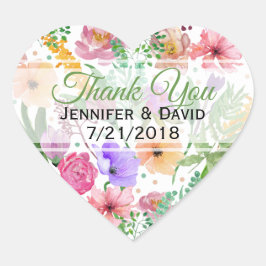 Floral Heart Custom Wedding Favor Sticker