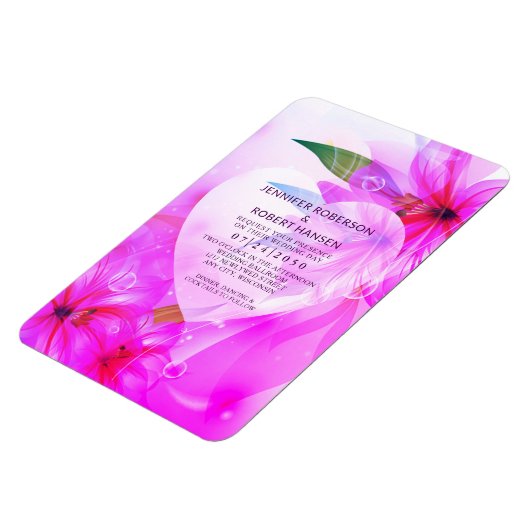 Floral Heart Dewdruppels Paars Hibiscus Flowers We Magneet (Linkerzijde)