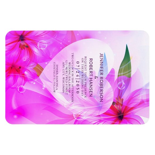 Floral Heart Dewdruppels Paars Hibiscus Flowers We Magneet (Horizontaal)