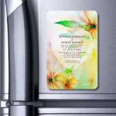 Floral Heart Dewdruppels Yellow Hibiscus Wed Invit Magneet