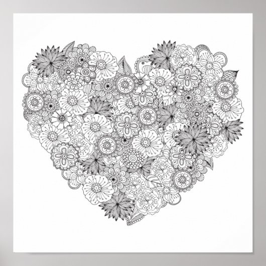 Floral Heart Doodle 2 Poster (Voorkant)
