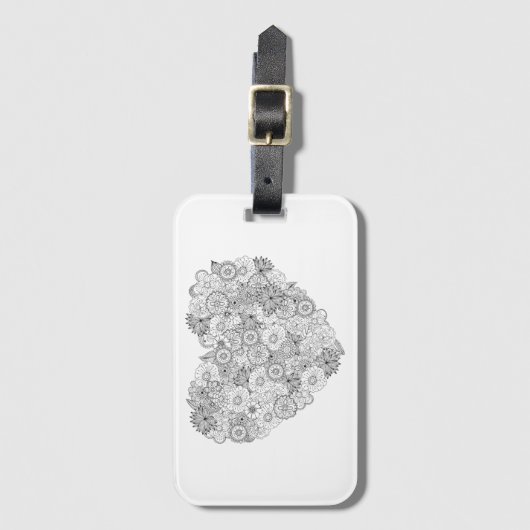 Floral Heart Doodle Bagagelabel (Voorkant (verticaal))