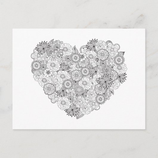 Floral Heart Doodle Briefkaart (Voorkant)
