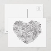 Floral Heart Doodle Briefkaart (Voorkant / Achterkant)