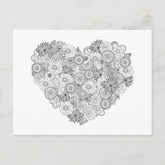 Floral Heart Doodle Briefkaart (Voorkant)