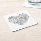 Floral Heart Doodle Kartonnen Onderzetters (Schuin)