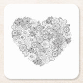Floral Heart Doodle Kartonnen Onderzetters (Voorkant)