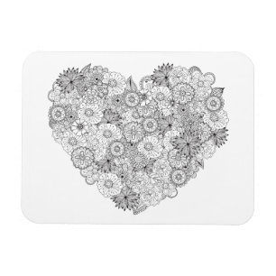 Floral Heart Doodle Magneet